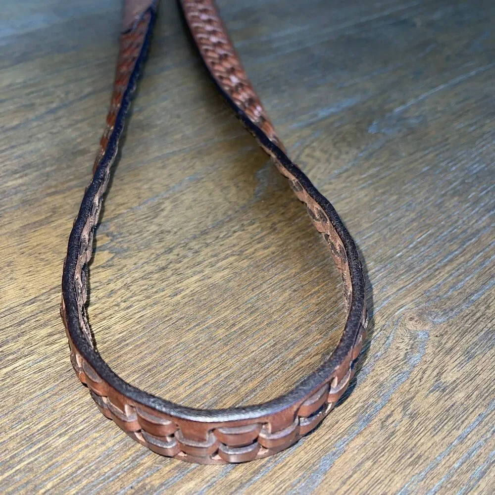 Chaps Ralph Lauren Leather Belt Men/Women Size 40/100 Brown Woven Classic